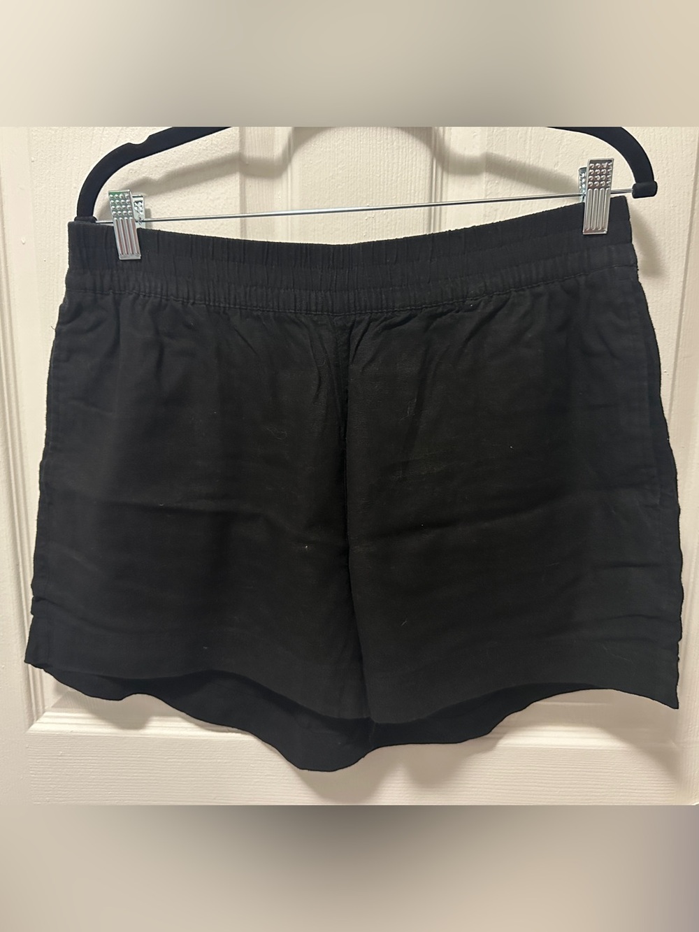 Women’s L Old Navy Black High-Waist Linen Blend Elastic Shorts
